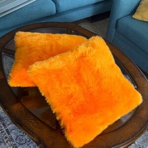 UGG Bright Orange Furry Pillows